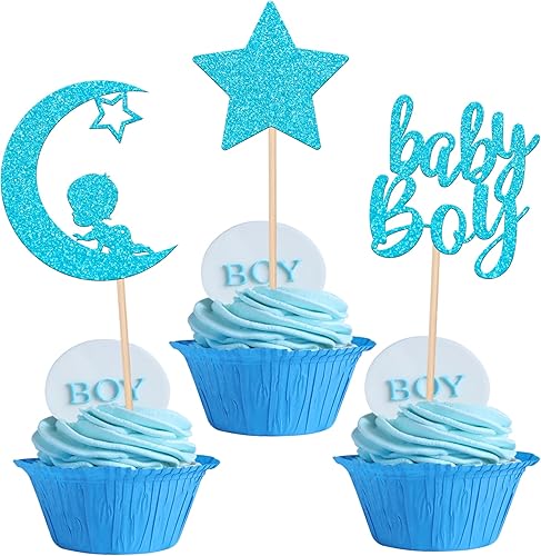 Miniatura 98 de 30 piezas de decoración de cupcakes para baby shower, vestido con lazo con purpurina, biberón para cupcakes "It's a Girl", decoración de pasteles