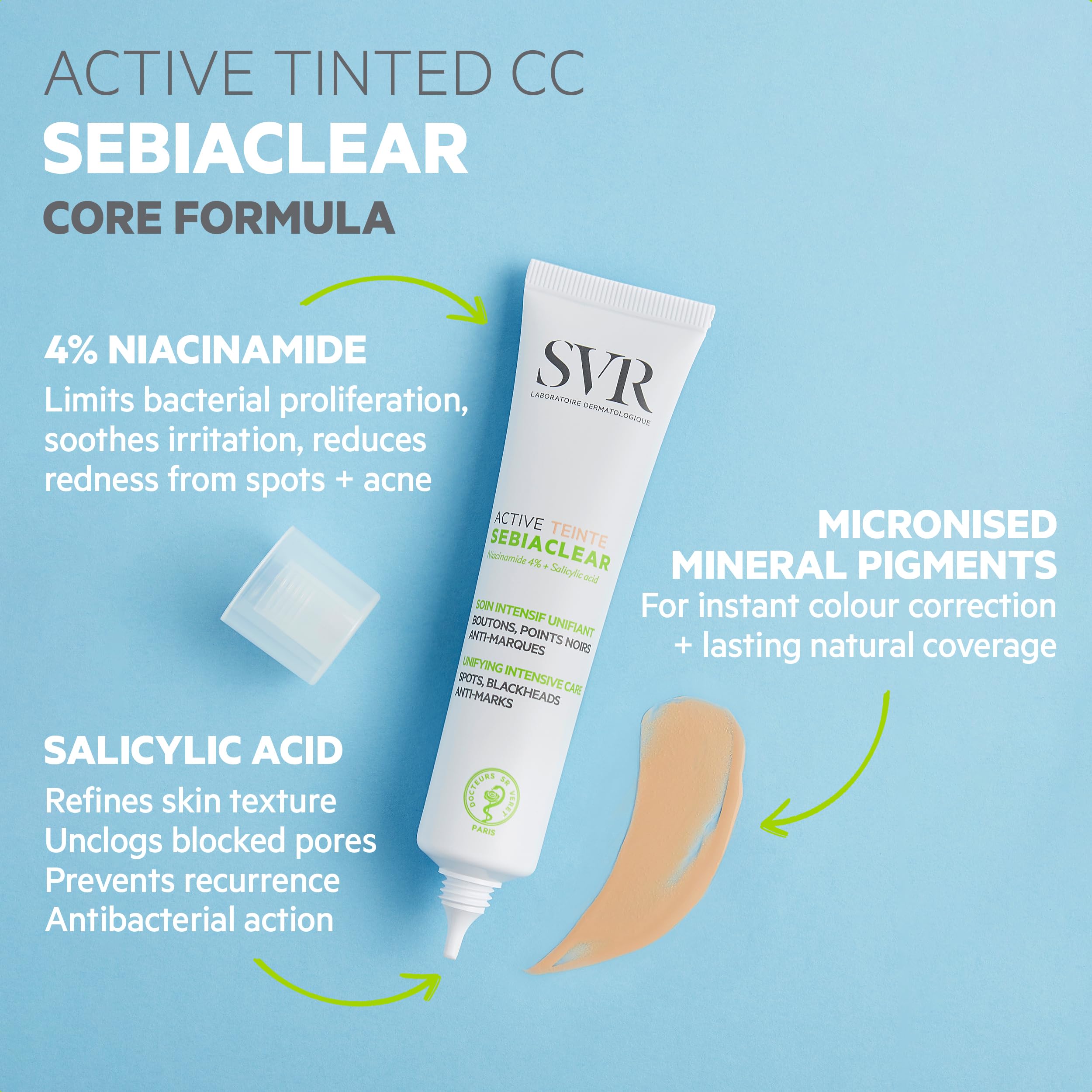Svr Sebiaclear Active Tinted Krem Przeciw Niedoskonałościom, 40 ml