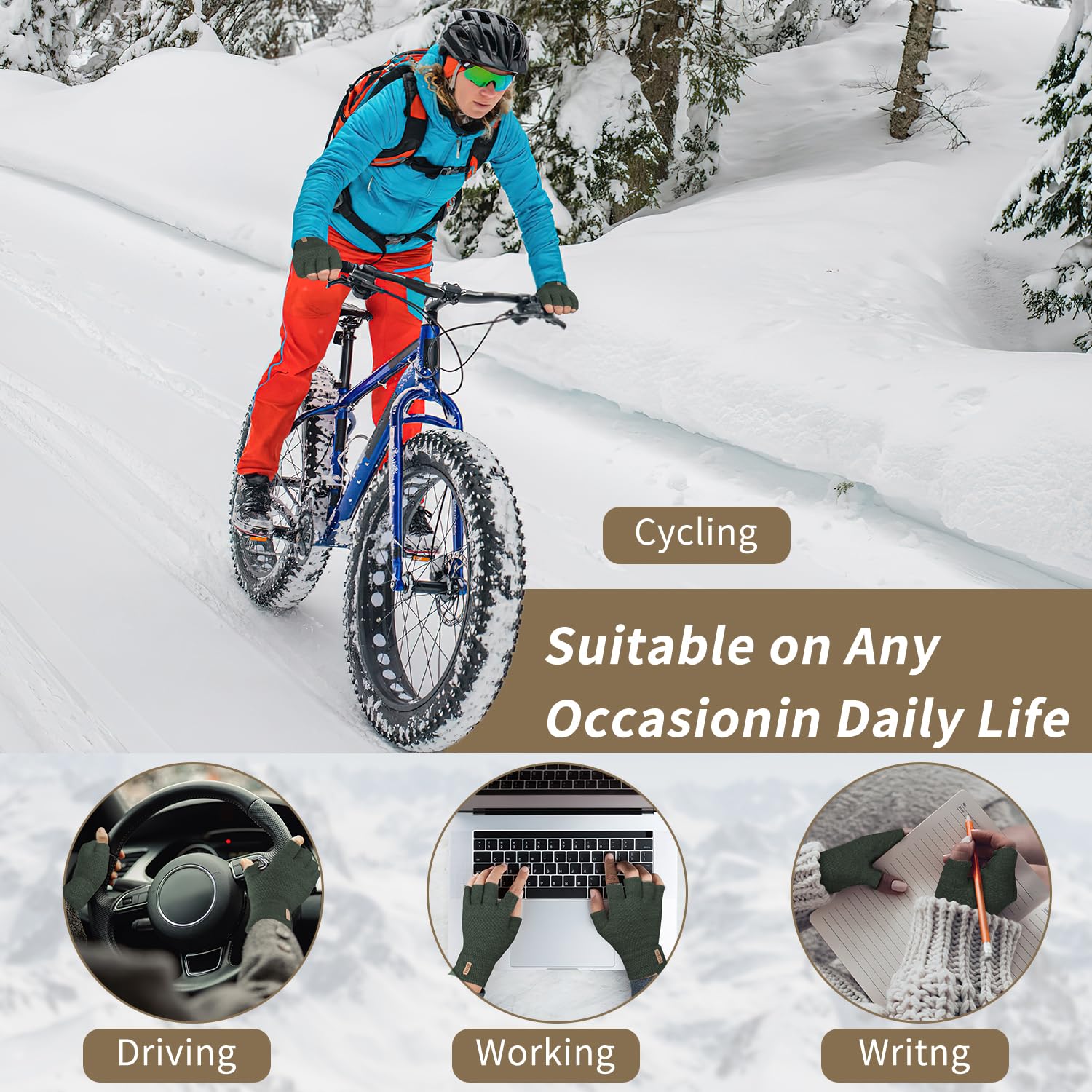 SUTIYO Guanti Senza Dita Caldi Guanti Invernali Termici in Maglia Elastici per Uomo e Donna da Sportivi Ciclismo Running Corsa Guida Lavoro
