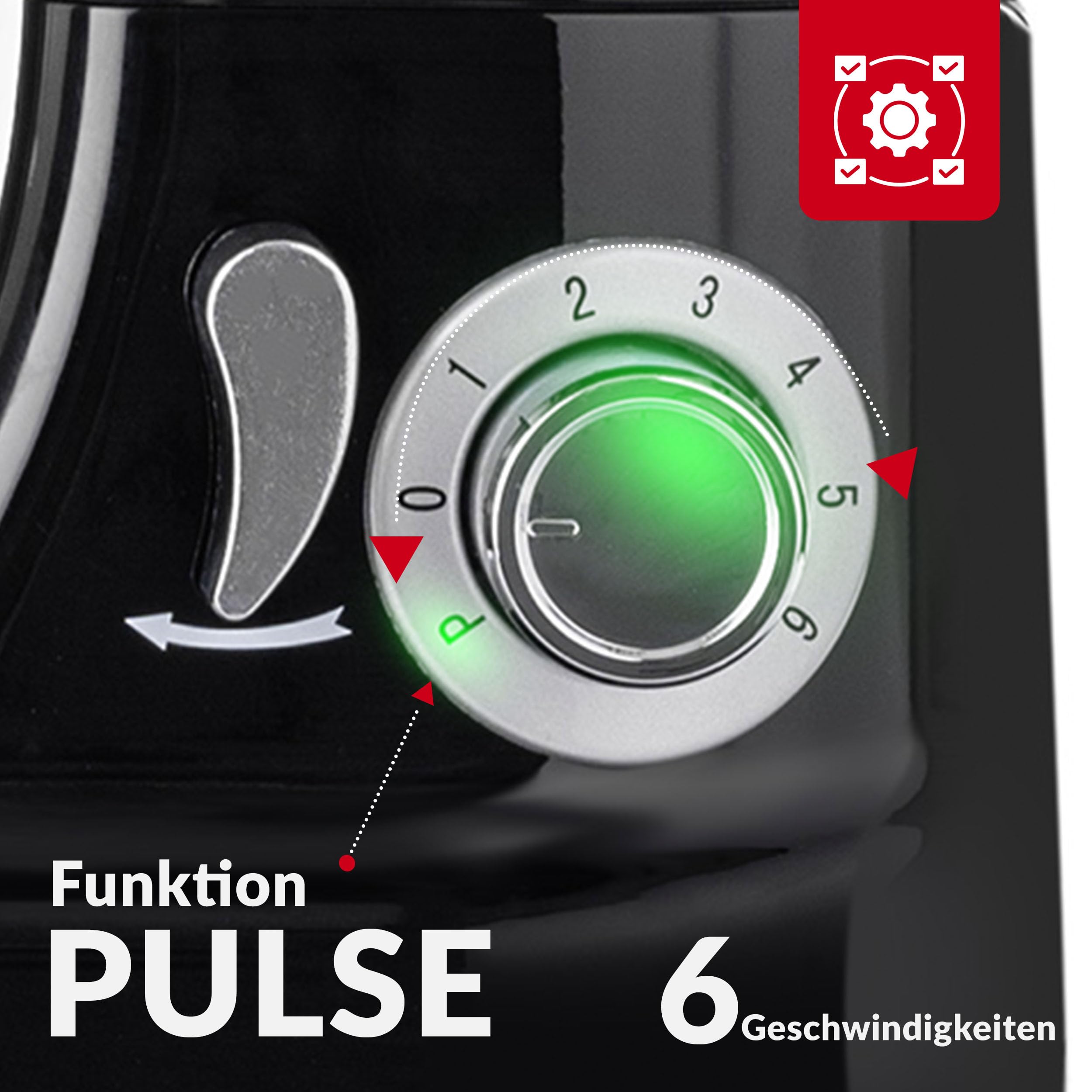 LEHMANN Küchenmaschine 3 in 1 mit Fleischwolf & Glasmixer 1,5L, Knetmaschine mit 5L Edelstahlschüssel, Planetarischem Rührsystem, 6 Stufen + Pulse, Teigmaschine für Brot, Pizza & Kuchenteig