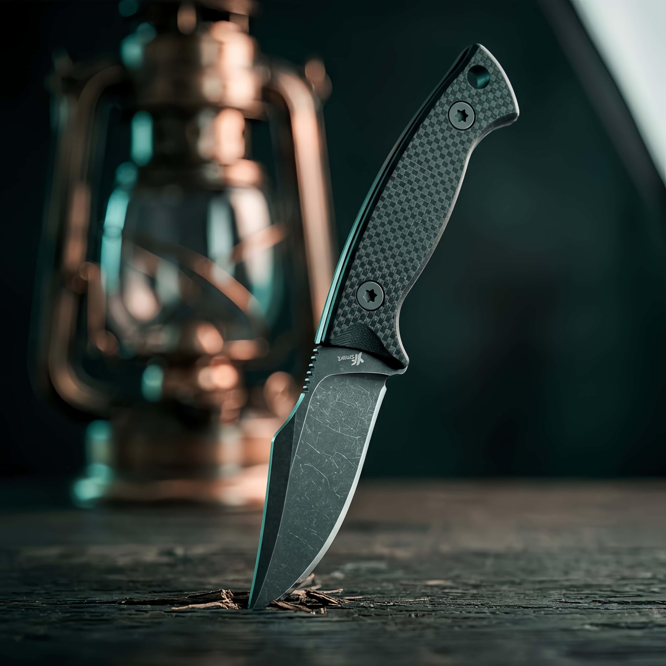 Coltello da collo a lama fissa compatto da 2,4' con acciaio inossidabile D2, fodero K, clip da cintura e impugnatura G-10 di alta qualità per un trasporto confortevole (GREEN)