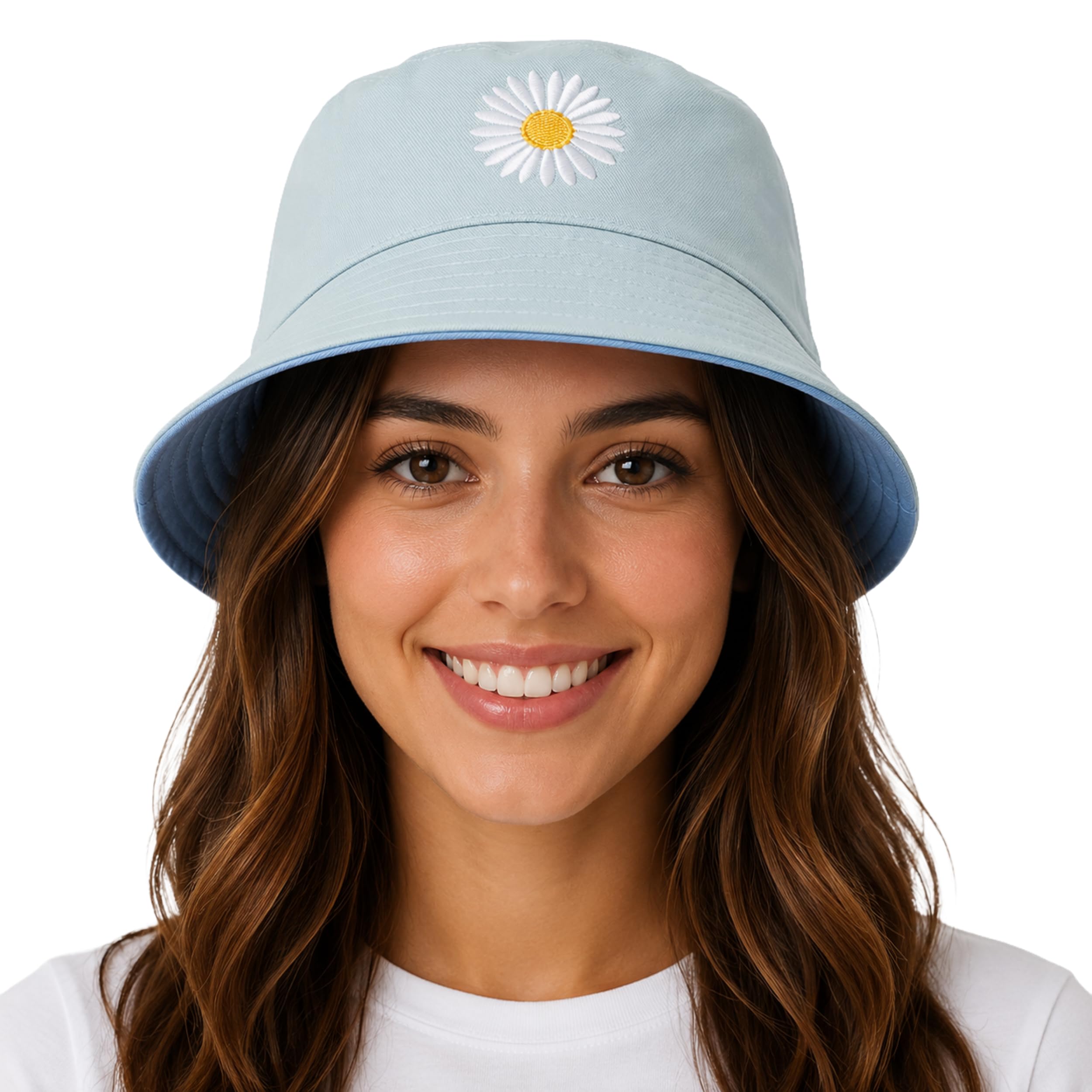 Bucket Hat for Women | Daisy Embroidered Summer Sun Hat, Foldable Outdoor Beach Travel Cap for Ladies. Stylish Floral Cotton Headwear for Protection and Comfort. Trendy Gear Now-image-45