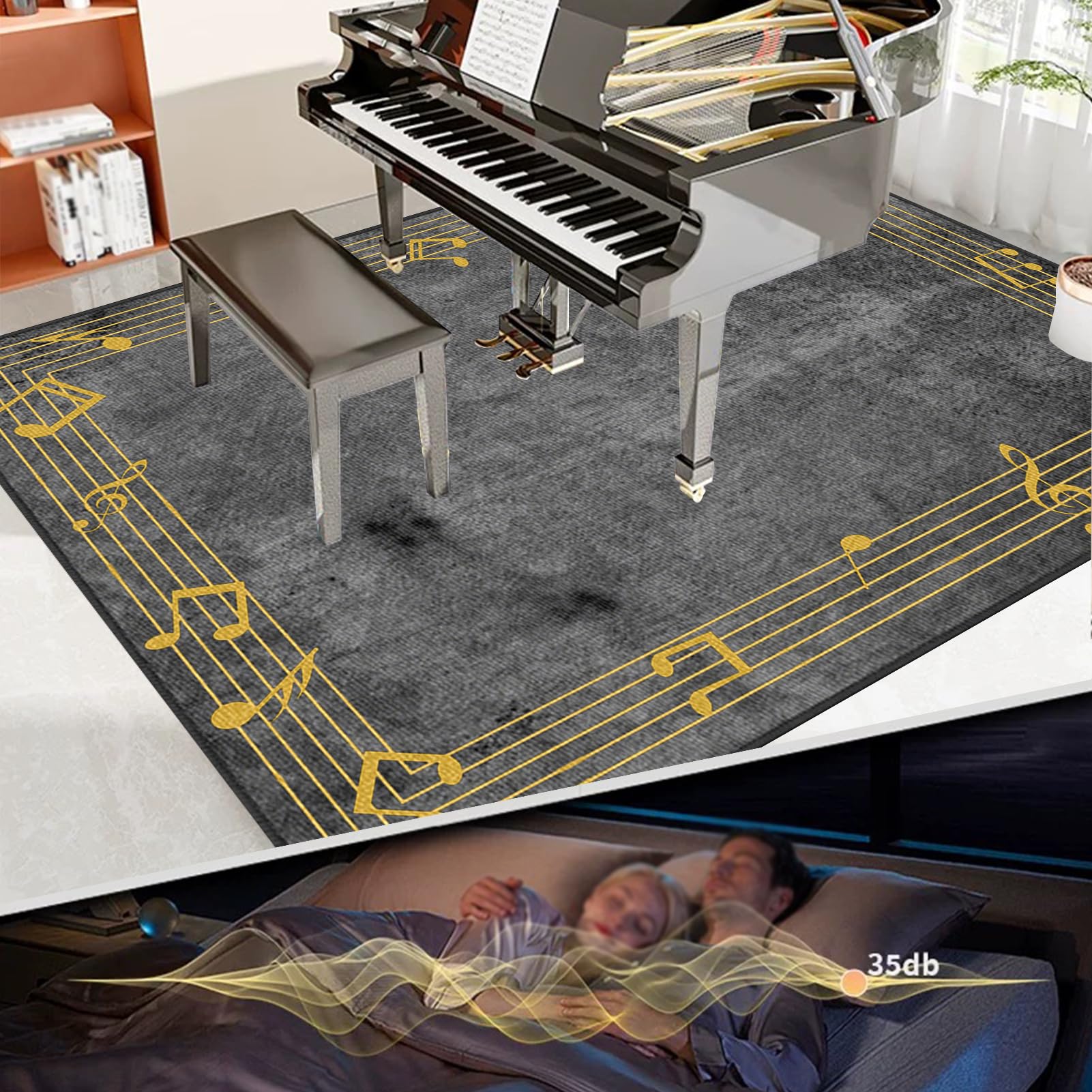 Dywanik perkusyjny, elektroniczny, jazzowy, perkusja, zestaw perkusyjny, do instrumentów perkusyjnych, mata chroniąca przed hałasem, antypoślizgowy dywanik bębnowy, 140 x 120 cm