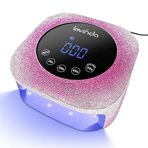 Lavinda Lámpara de uñas UV, luz UV de 54 W para uñas de gel con diamantes de imitación, lámpara de uñas LED UV enchufable, lámpara de secado rápido,