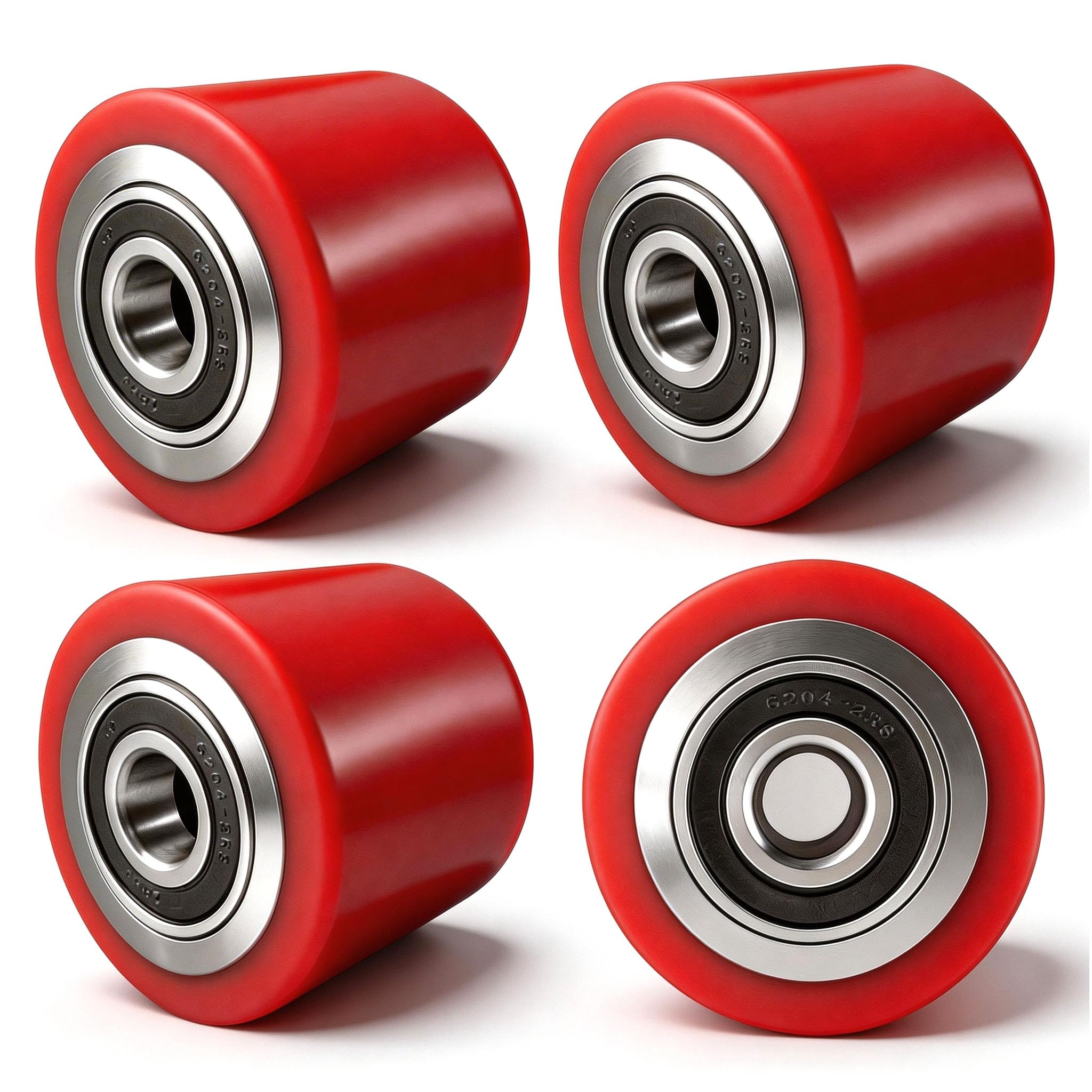 4 Stück Hubwagenrollen Polyurethan 80 x 70mm, Achse 20mm Hubwagenräder mit Kugellager Belastung 750kg Hubwagen Rollen Räder Rollen Industrielle Ersatzteile für Hubwagen Transportwagen