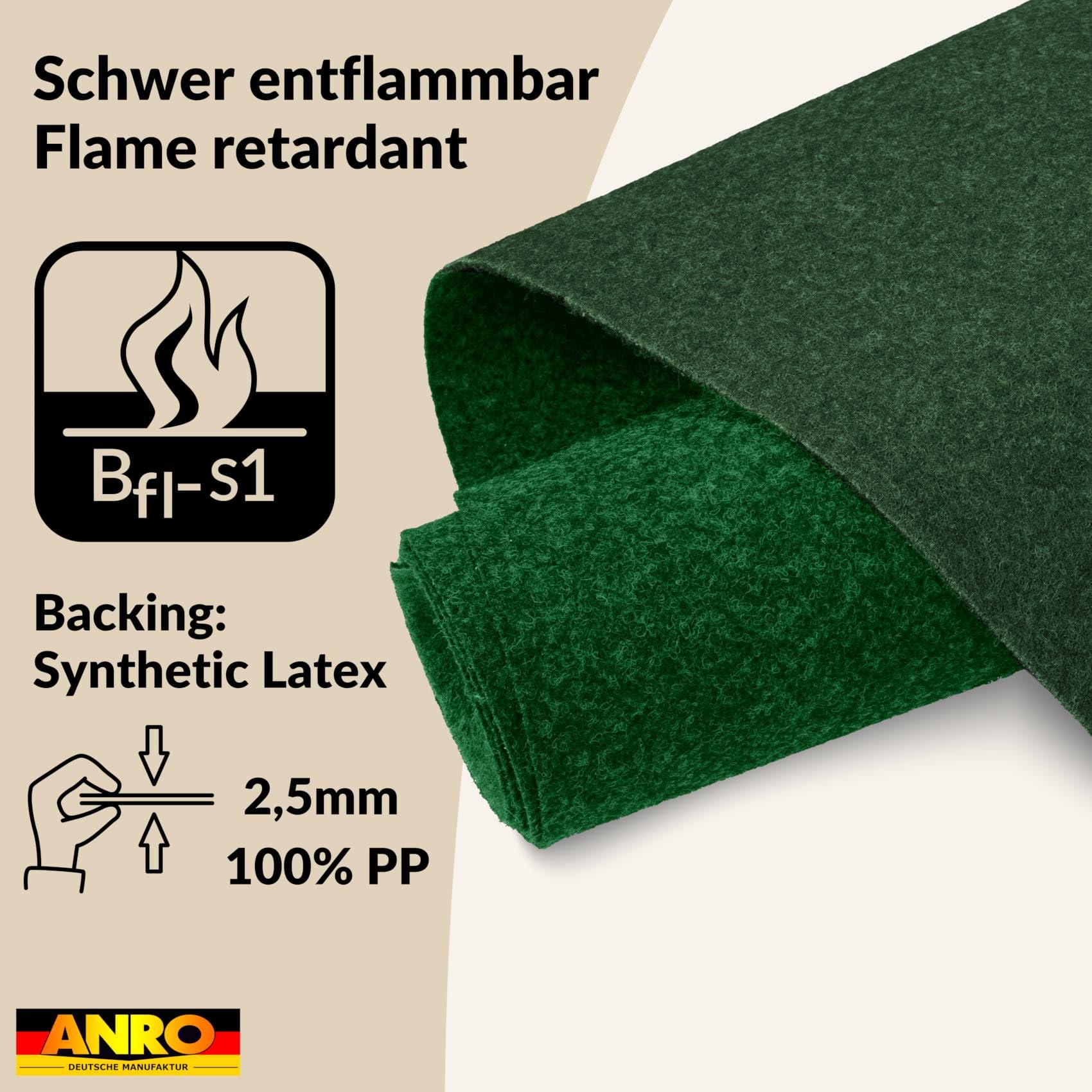 VIP Alex Tapis d'exposition, tapis de couloir, vendu au mètre, pour mariage, réception, 600 x 100 cm, vert