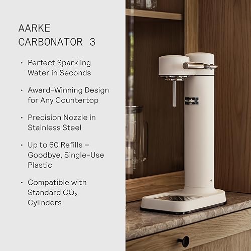Miniatura 6 de Aarke Carbonator lll, Máquina de agua con gas y carbonatación, acero inoxidable con botella reutilizable PET sin BPA, volumen 1L34 fl oz (blanco