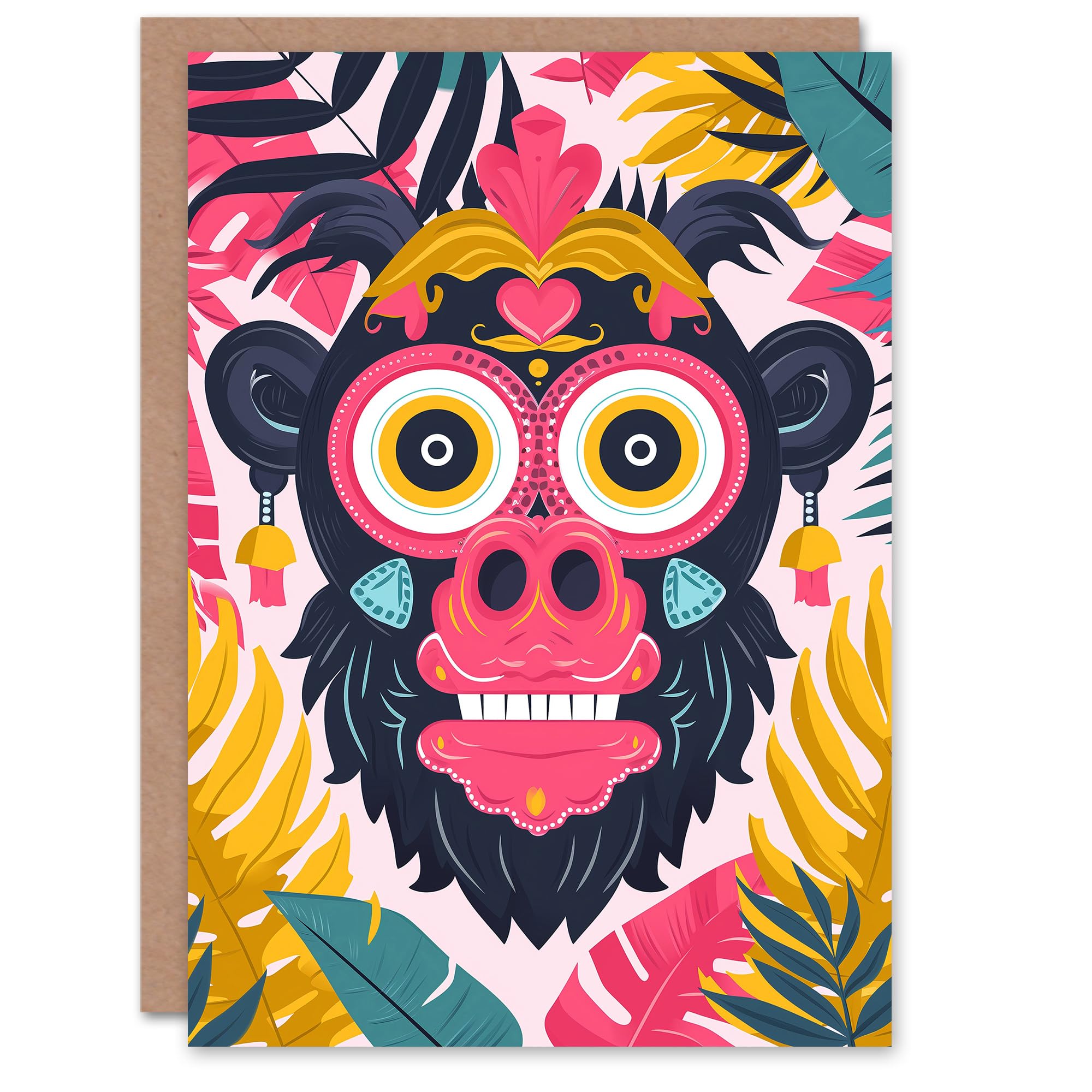 Artery8 Birthday Card Weird Fun Jungle Monkey Ape Face For Him Man Male Dad Brother Son Papa Grandad Greeting Card
