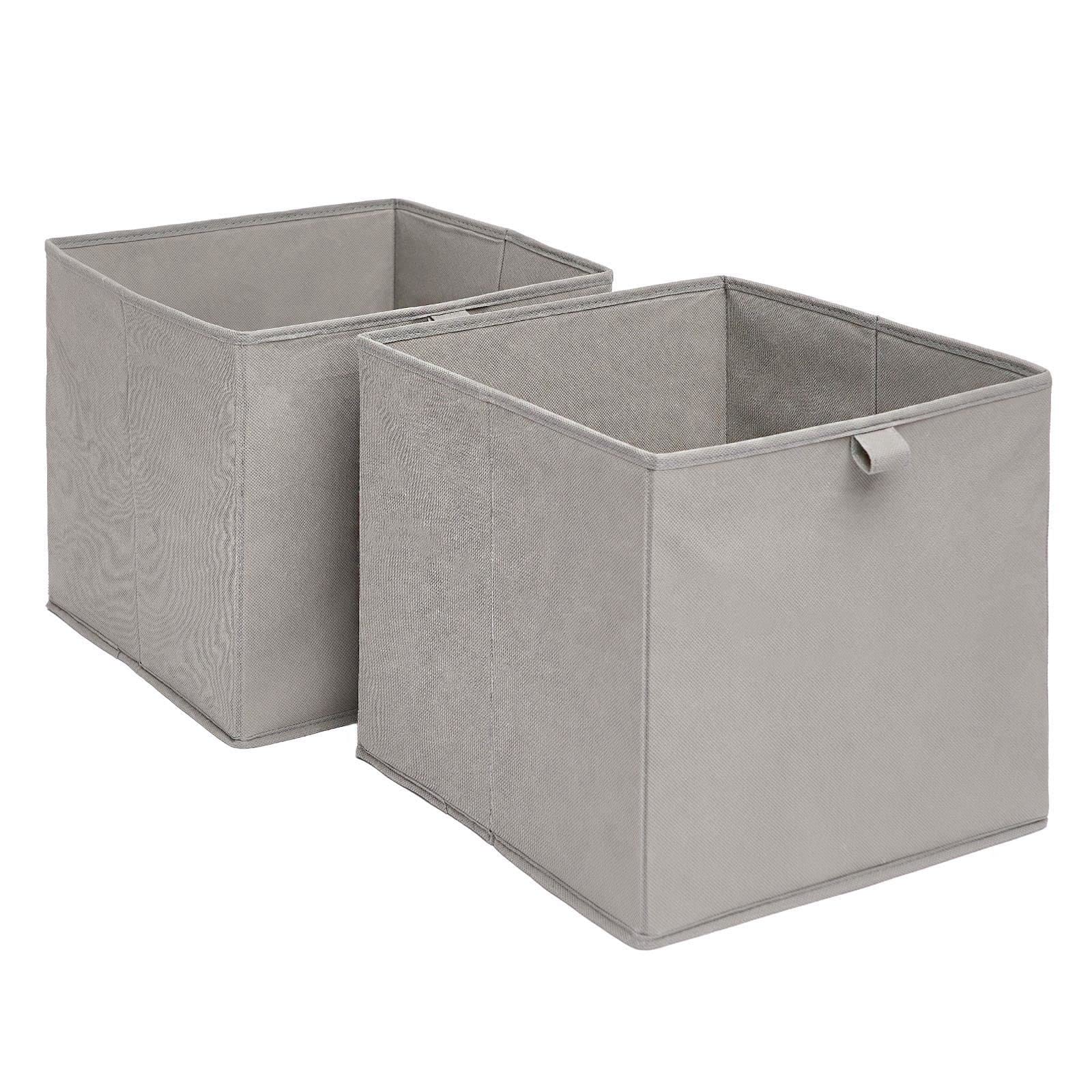 OHS Set of 2 Fabric Storage Cubes Home Organiser Toys Clothing Bathroom Pop Up Collapsible Foldable Storage Baskets Space Saving Cube Storages, Charcoal Grey