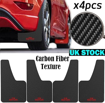 XUKEY 4pcs Universal Mud Flaps, Front Rear (White R.S MUD Flaps Logo)