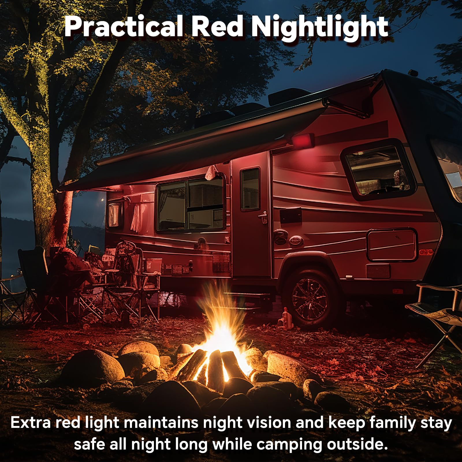 Luce del Portico del Camper 12V LED Luce per Tenda con Interruttore per Roulotte Camion, 410LM 2CCT e Luce Notturna Rossa (1)