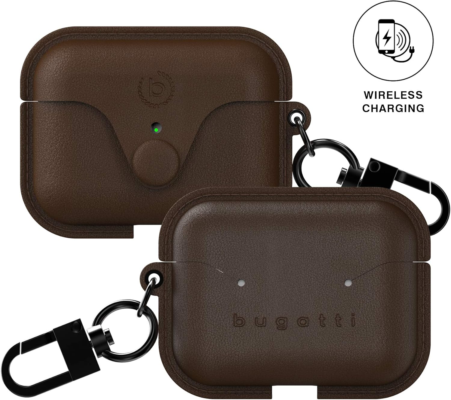 Buy 1 get 1 Bugatti Compatible with Airpods Pro Case, Wireless Charging Compatible, Leather Carry Case for Airpod Pro with Carabiner, Chocolate Top Brands Bugatti Compatible with Airpods Pro Case, Wireless Charging Compatible, Leather Carry Case for Airpod Pro with Carabiner, Chocolate