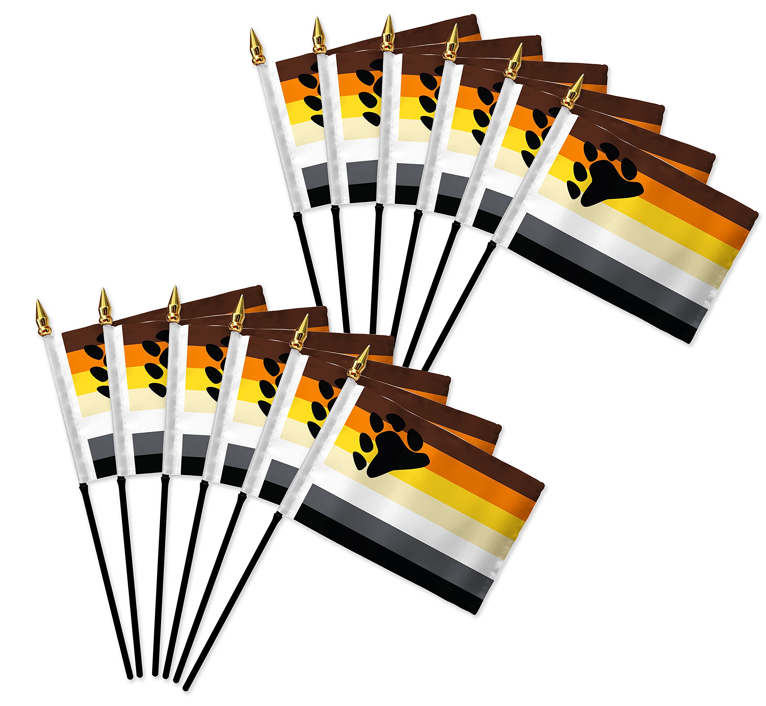 The Flag Joint Bear Kink Pride 4x6" Stick Flags - One Dozen Pack