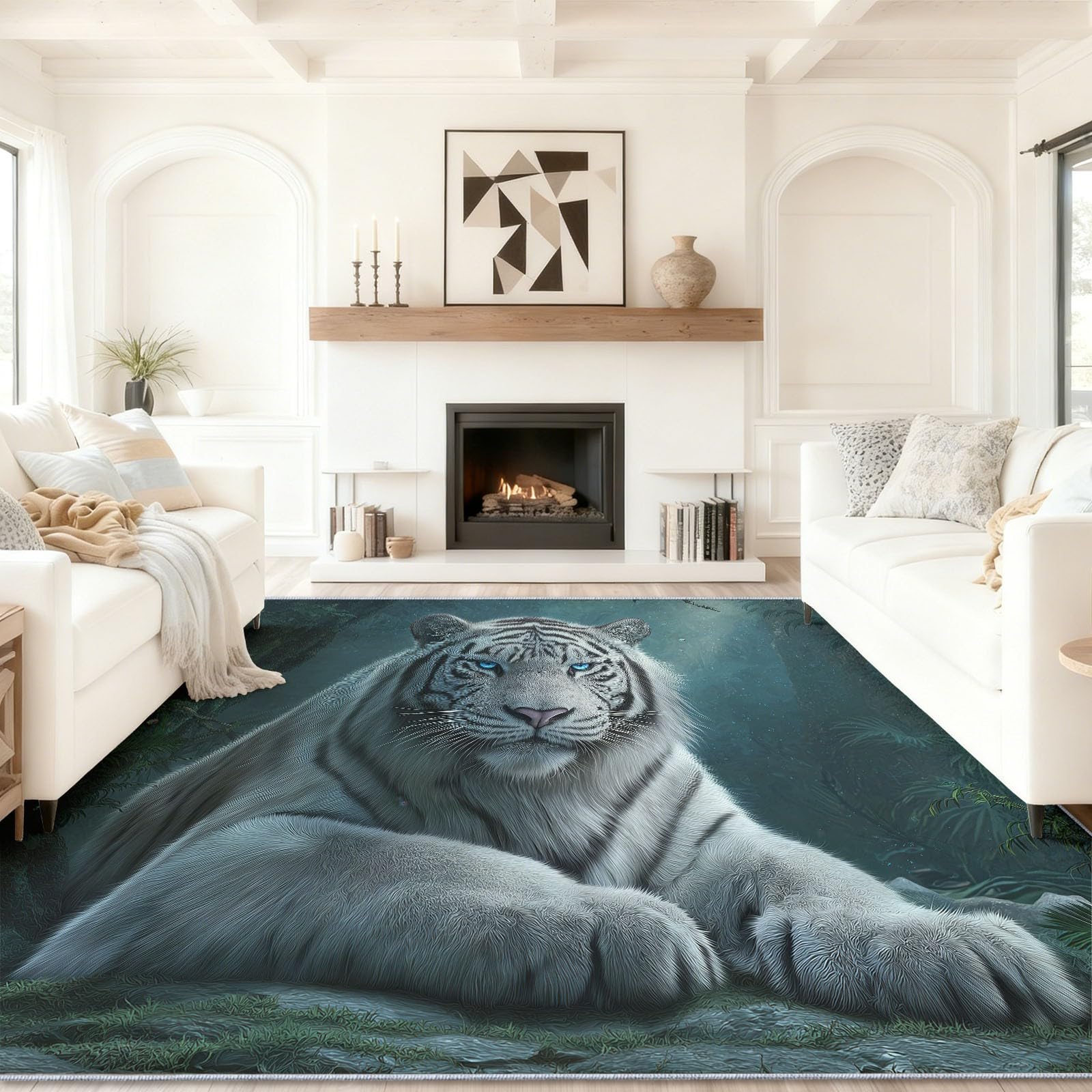 Tapis de salon tigre 60x90 lavable et antidérapant pour chambre ado