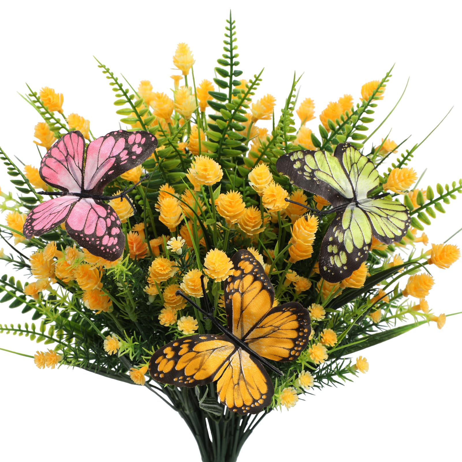 LHWANN 12Bundles Artificial Plants Flowers False Boston Ferns Shrubs Suitable for Outdoor Gardens Windows Doors Corridors Indoor Flowerpots Artificial