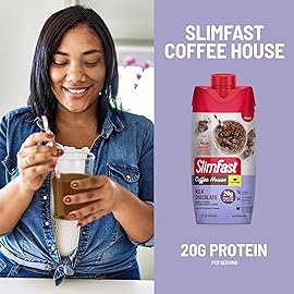SlimFast Protein Shake, NEW Milk Chocolate- 20g Protein, Meal Replacement Shake Ready to Drink, High Protein with Low Carb and Low Sugar, 24 Vitamins and Minerals, 11 Fl Oz (Pack of 12)
