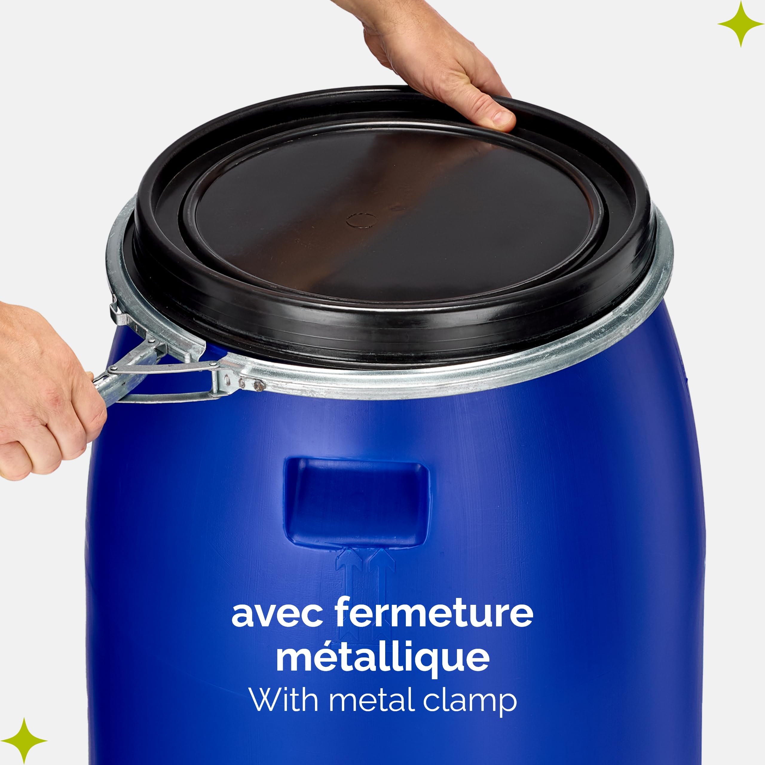 Garronda Réservoir Eau 220 litres en HDPE Alimentaire avec Couvercle – Jerrican pour Jardin et Eau de Pluie GD-0091