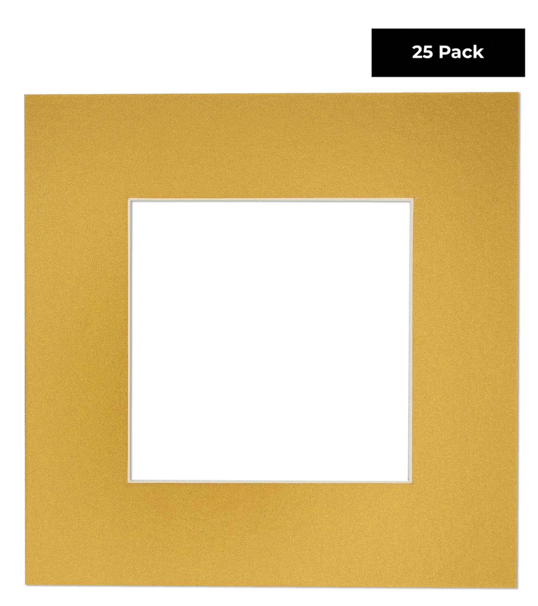 Pack of 25 Acid Free 8.5x11 Mats Bevel Cut for 7x9 Photos - Metallic Gold Precut Matboards For Pictures, Photos, Framing - 4-ply Thickness