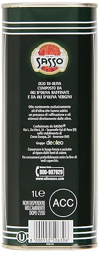 Miniatura 4 de Sasso  Aceite de oliva "Olio Di Oliva" 1 litro (33.8 Fl.oz.)  Importación italiana Y