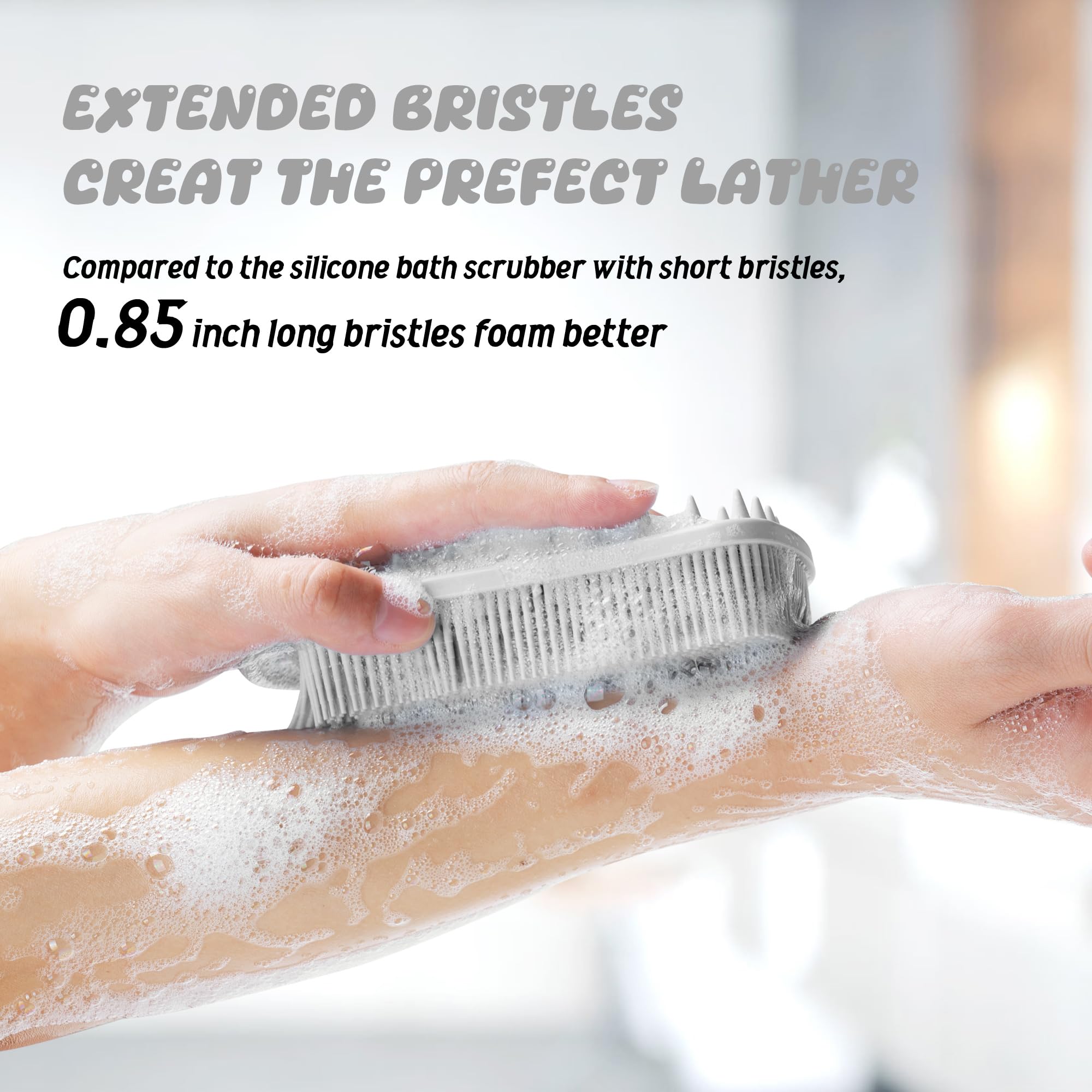 YEADMAL Dual-use Silicone Body Scrubber with Scalp Massage Shampoo Brush Exfoliating Bath Body Brush Gentle Silicone Shower Scrubber - Image 4