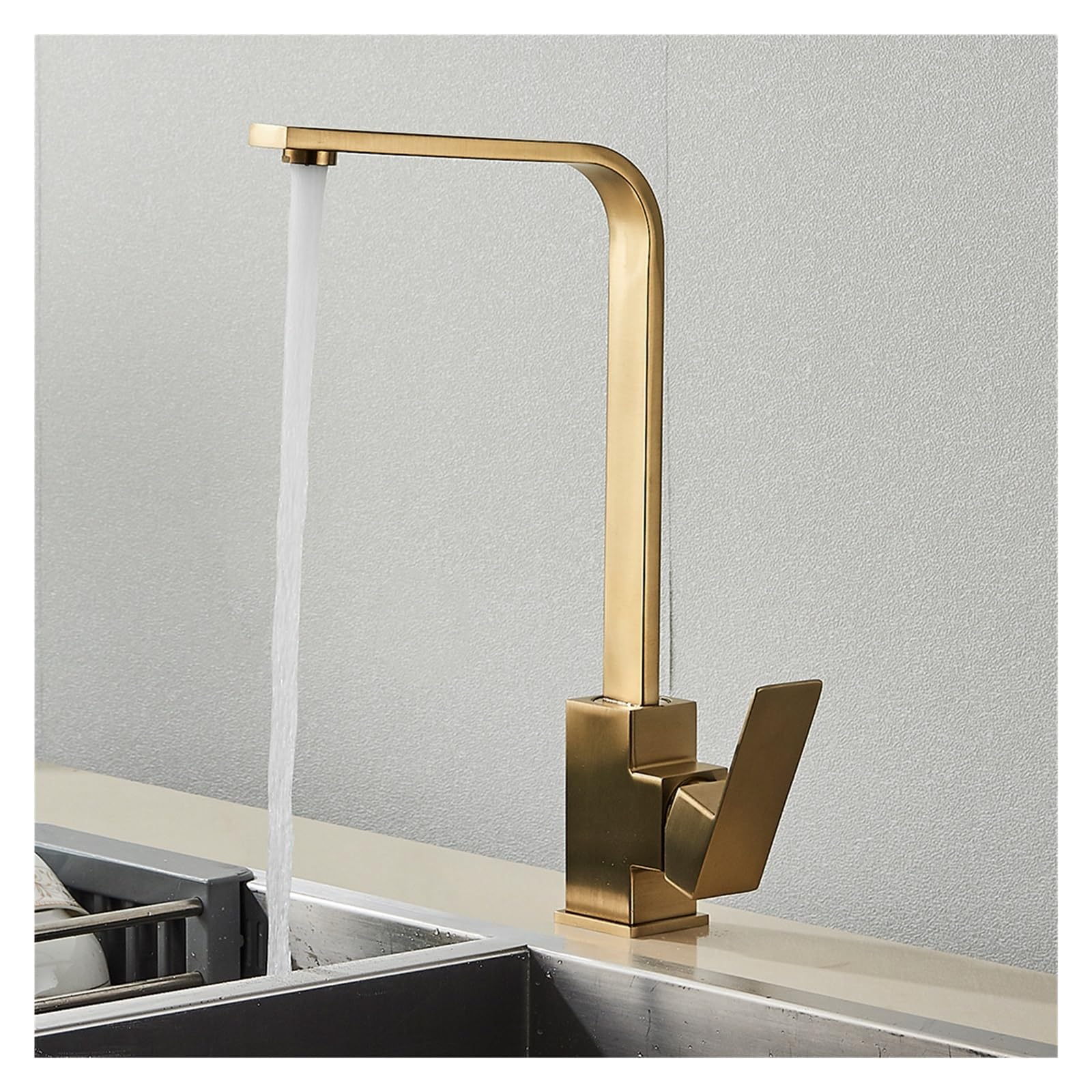 ZQFHSX Brushed Nickel 360 Degree Swivel Kitchen Faucet Countertop Installation Hot and Cold Mixing Single Lever One Hole Bathroom Crane(Brushed Nickel)
