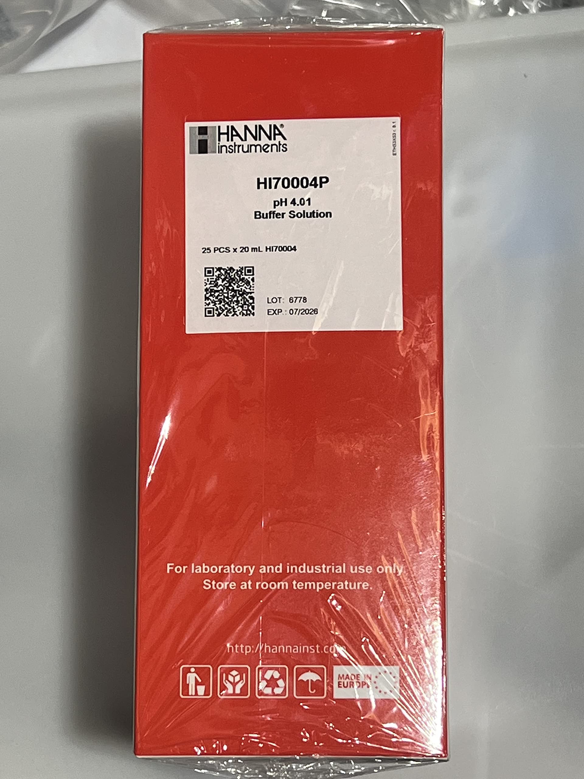Hanna Instruments PH 4.01 calibración solución, 20 ml Sachet (25pcs)