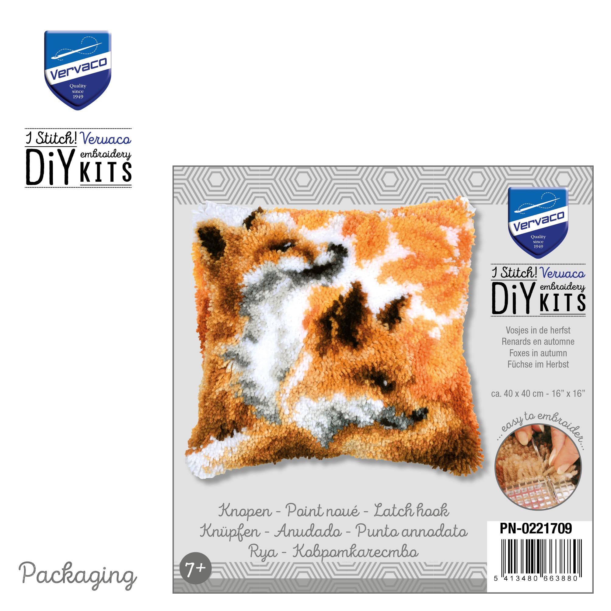 Vervaco Kit Deco Ricamo Contato VOLPI IN AUTUNNO Decorazione Sospesa Da Ricamare 40 x 40 cm Set Fai Da Te Creativo Adulti Ricamo Casa Decorazioni Accessori Per Lavoretti Creativi