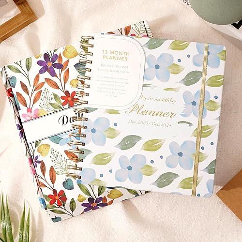 Miniatura 8 de Agenda de tapa dura 2023-2024, agenda semanal y mensual del año académico, planificador diario grande de 13 meses en espiral 2024 para mujeres