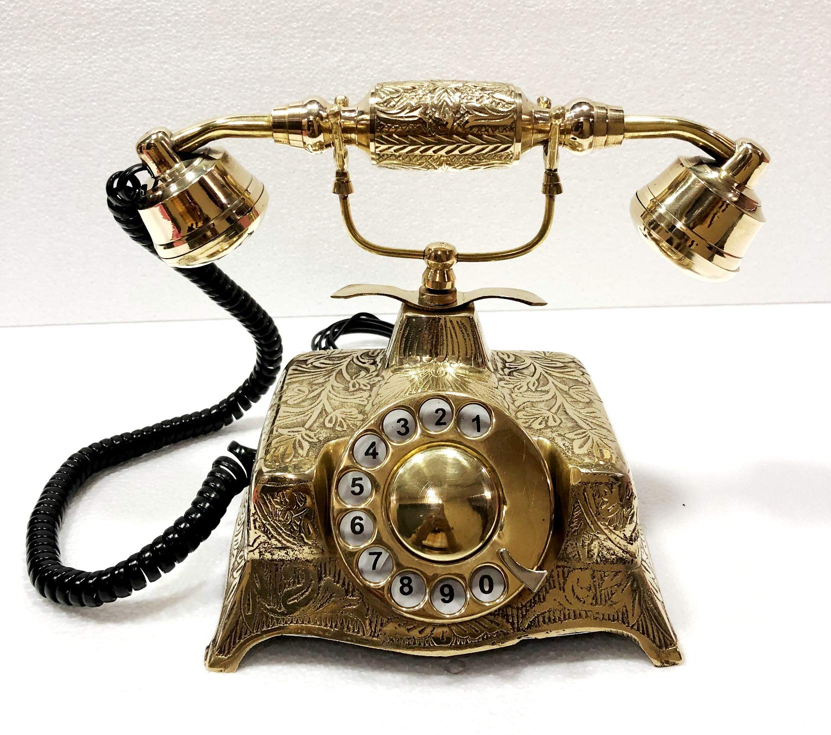 Marine Nautical Store Antique Gold Vintage Antique Nautical Solid Beautiful Victorian Brass Rotary Dial Working Office Telephone