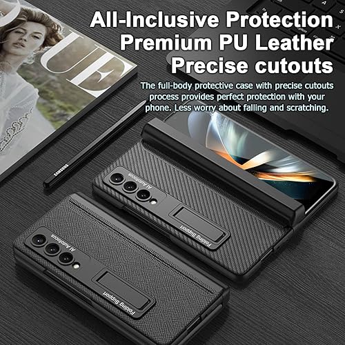 Miniatura 5 de Miimall Funda compatible con Fold 4 con soporte para bolígrafo, Galaxy Z Fold 4, protección de bisagra, protector de pantalla de vidrio templado,