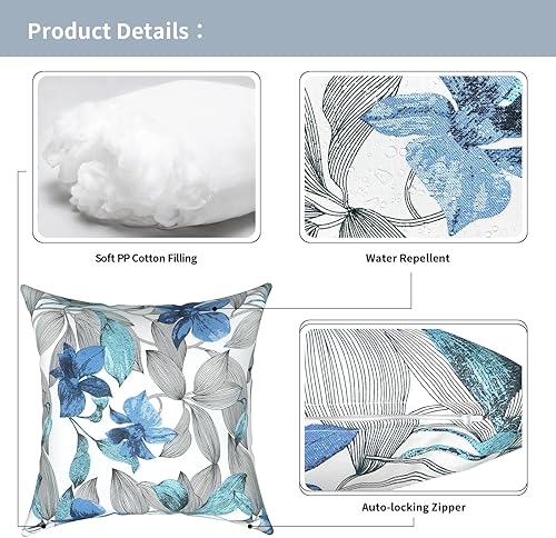 Miniatura 4 de Paquete de 2 almohadas lumbares rectangulares para exteriores, cojines lumbares decorativos para muebles del hogar o silla de oficina, 12 x 20