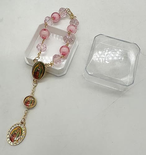 Miniatura 3 de Nuestra Señora Guadalupe Virgen María Centro de mesa Bautismo Recuerdos de Bautizo Rosario Pulsera Recuerdos Fiesta de Recuerdos - 12 Piezas