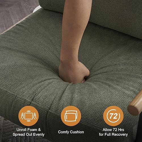 Miniatura 5 de Silla con brazo decorativo para sala de estar, moderna de mediados de siglo, silla auxiliar de lectura tapizada con cómodo cojín y marco de metal