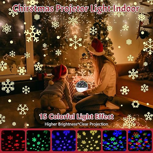 Miniatura 2 de Luz nocturna de copo de nieve para decoración de habitación, proyector de unicornio luz nocturna para niños, luz de decoración de Navidad para