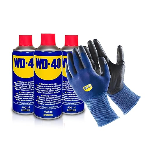 WD-40 Multiuso Spray 400ml Pack de 3 con Guantes Originales