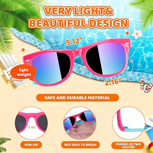 Miniatura 5 de Paquete de 36 lentes de sol para niños con protección UV400, recuerdos de fiesta para niños y niñas de 3 a 8 años, bolsas de regalo de neón para