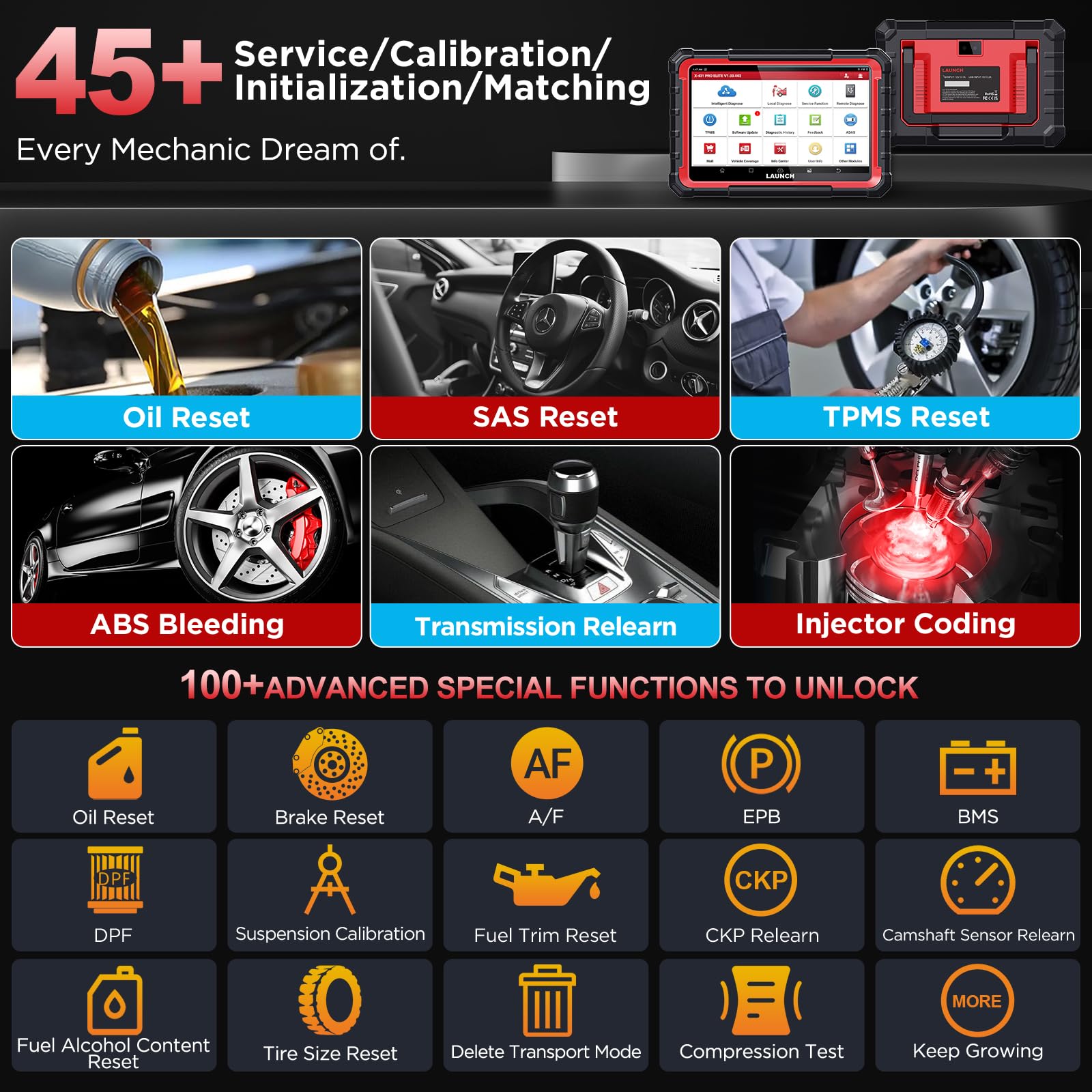 LAUNCH OBD2 Diagnosegerät X431 Pro Elite, ECU Online-Codierung & Bidirektional, Vollständige Systemdiagnose, 45+ Servicefunktionen, CANFD & DOIP, SGW-Lizenzfunktion Erweitern, 2 Jahren Update