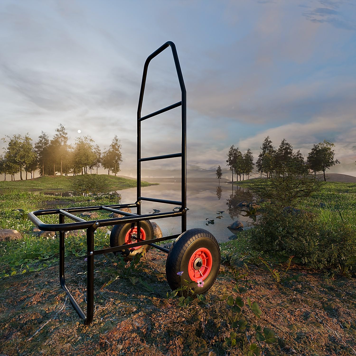 Tronitechnik® Anglerkarre klappbar mit Luftbereifung, 67x55x102 cm, Faltbarer Transportwagen bis 100 kg Tragkraft, stabile Sackkarre für Garten, Camping, Angeln und Freizeit