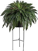 Vista 1 de Nearly Natural Planta artificial de helecho Boston de 51 pulgadas en maceta negra con soporte