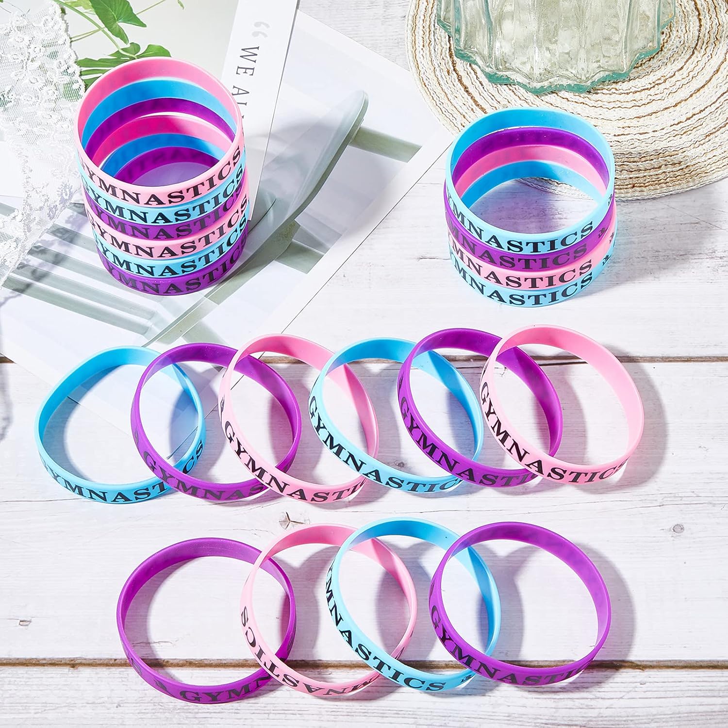 48 Pieces Gymnastics Party Rubber Bracelet Gymnastics Game