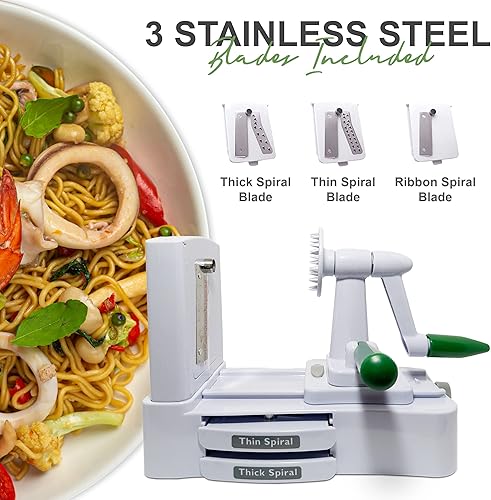 Miniatura 2 de Espiralizador de verduras  Cortador de papas en espiral de 3 cuchillas  Espaguetis vegetal, fideos, papas fritas, zucchini zoodle, máquina para