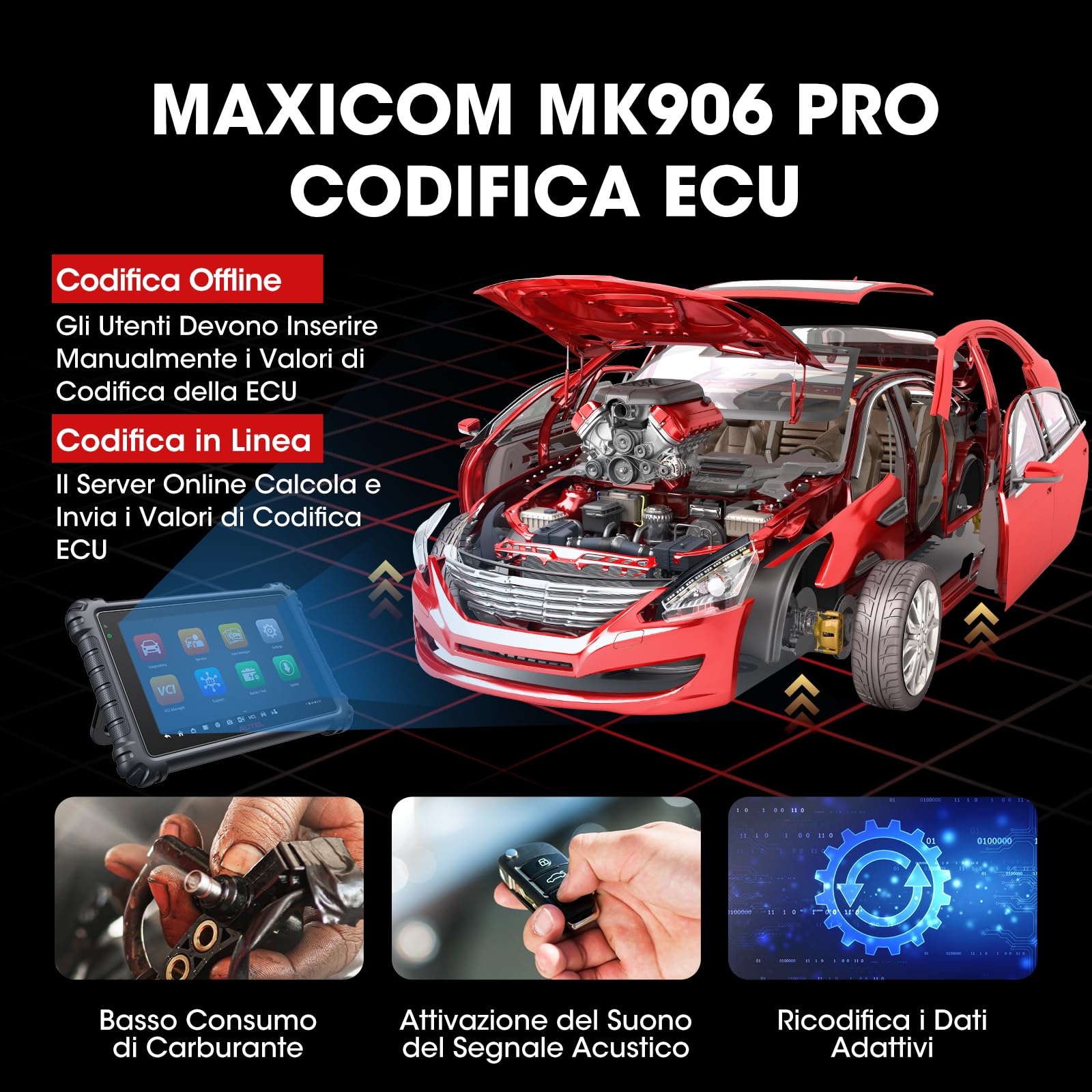 Autel MaxiCOM MK906 PRO Strumento Diagnostico Auto Professionale, Aggiornamento MP900TS MP900BT MS906Pro MS908S MP808TS, Codifica ECU, Controllo Bidirezionale, 36+ Servizi, CAN FD&DoIP, Auto Scan 2.0