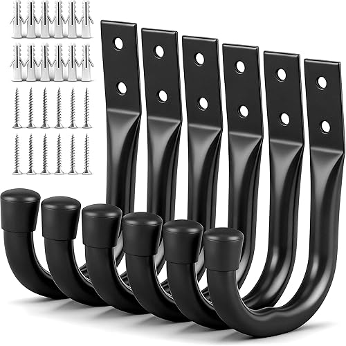 Ganchos de almacenamiento para garaje de servicio pesado, juego de 6 ganchos para bicicletas para pared de garaje, ganchos utilitarios para garaje,