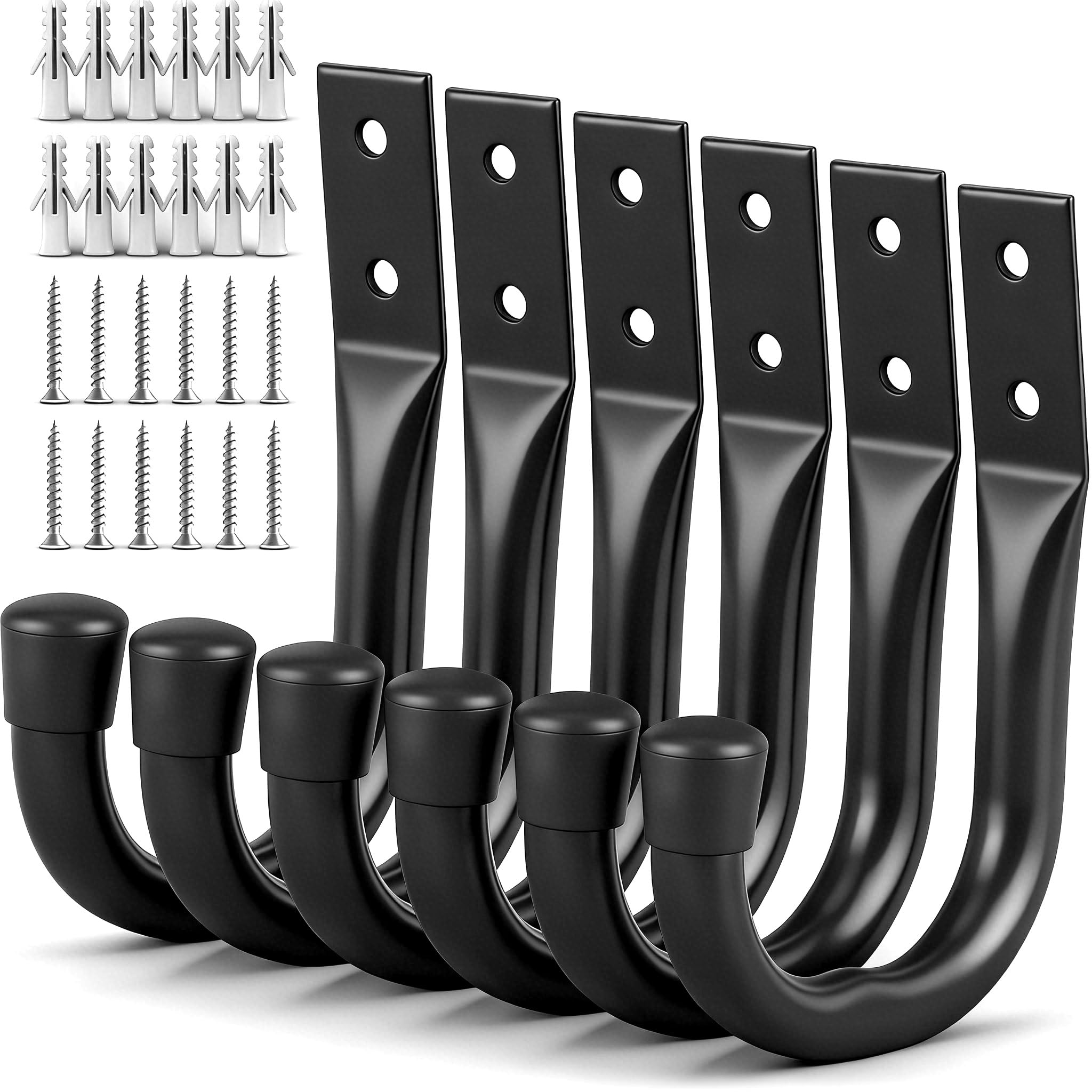 Strapazierfähige Garagenaufbewahrungshaken, 6-teilige Fahrradhaken für Garagenwand, Allzweckgaragenhaken, Wandhalterung, J-Haken zum Aufhängen, großes Metall-Aufbewahrungs-Organizer-Werkzeug,
