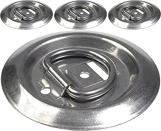 US Cargo Control Recessed D-Ring Tie Down Anchors (4-Pack), Flush Mount Type 316 Stainless Steel D Rings for Trailers, Camping, Decks, Outdoor Uses, and Marine Environments, 800 LBS Break Strength