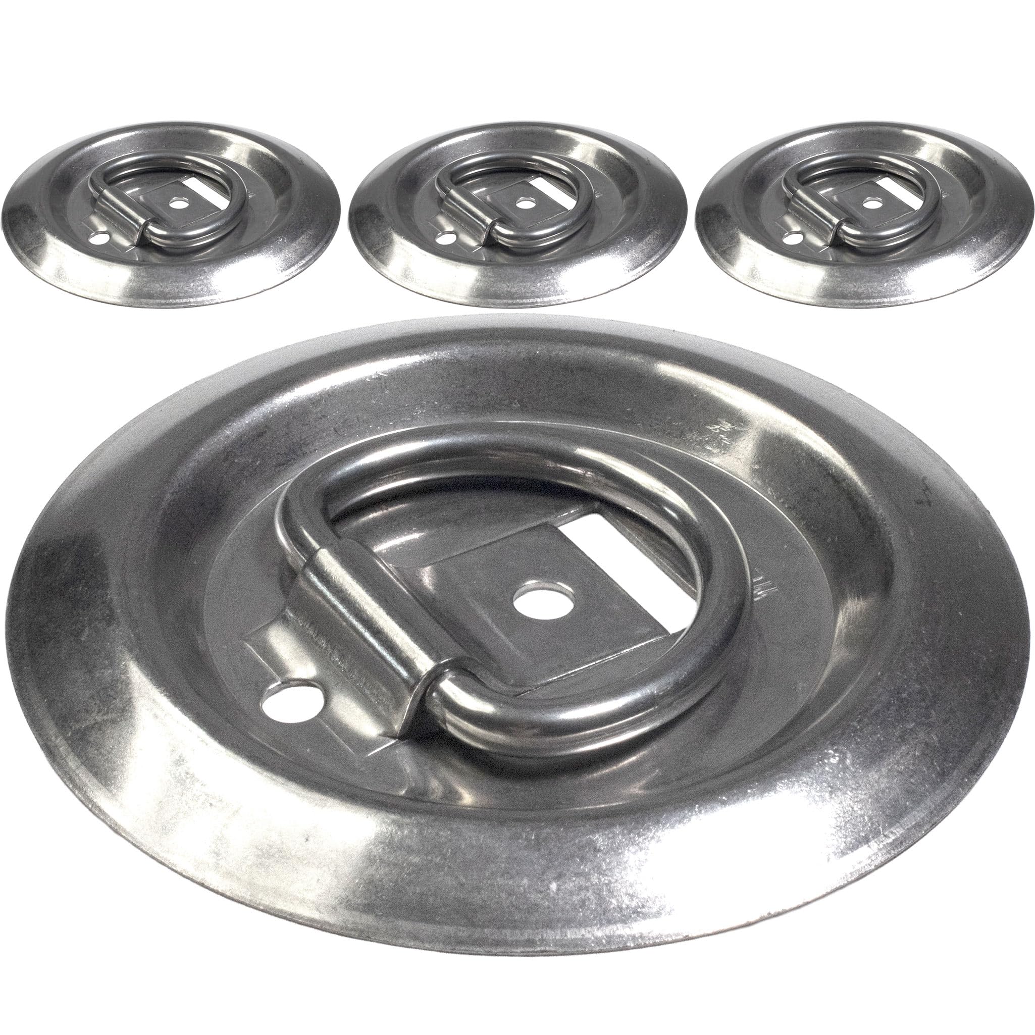 US Cargo Control Recessed D-Ring Tie Down Anchors (4-Pack), Flush Mount Type 316 Stainless Steel D Rings for Trailers, Camping, Decks, Outdoor Uses, and Marine Environments, 800 LBS Break Strength