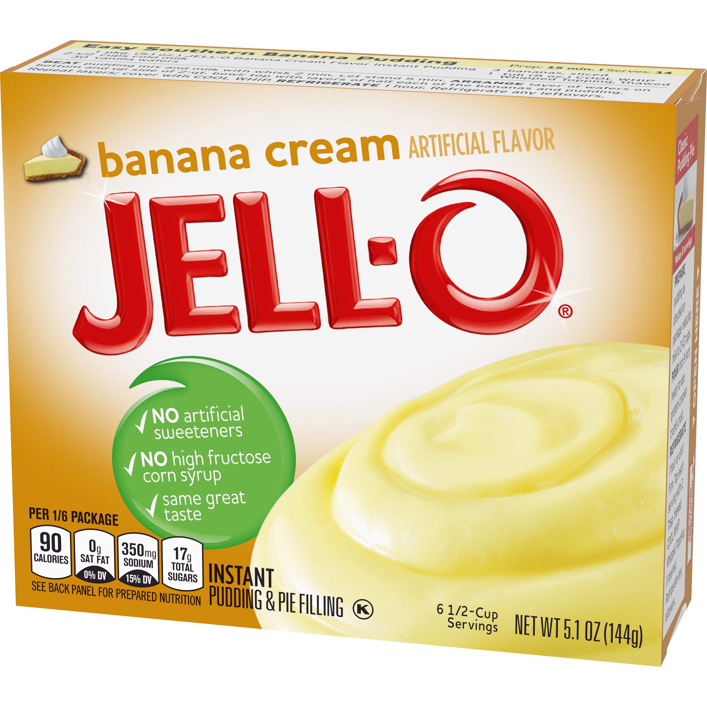 Jell-O Instant Pudding and Pie Filling, Banana Cream, 5.1-Ounce Boxes (Pack of 6)