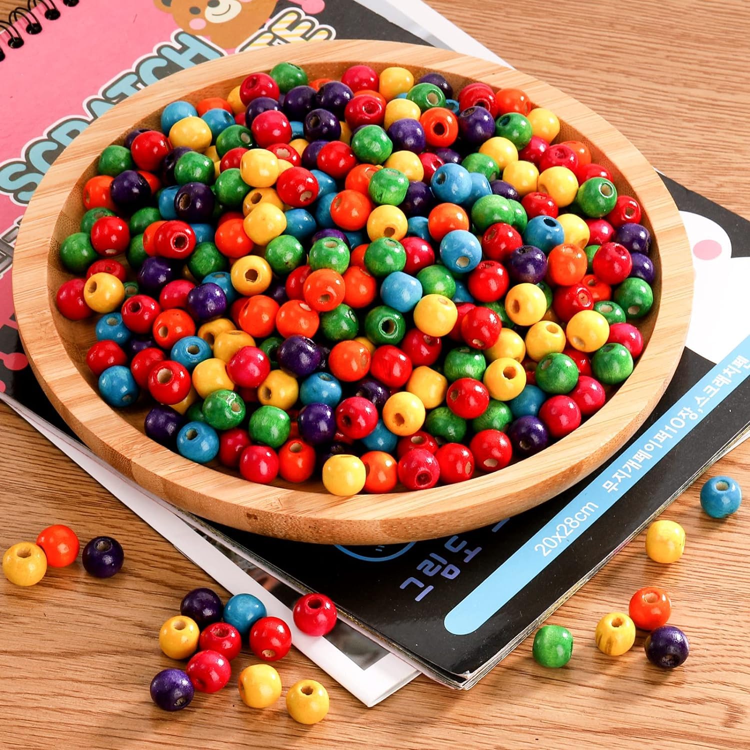 DIY Crafts Multi Colour Wooden Beads for Jewellery Making & Craft Projects 2