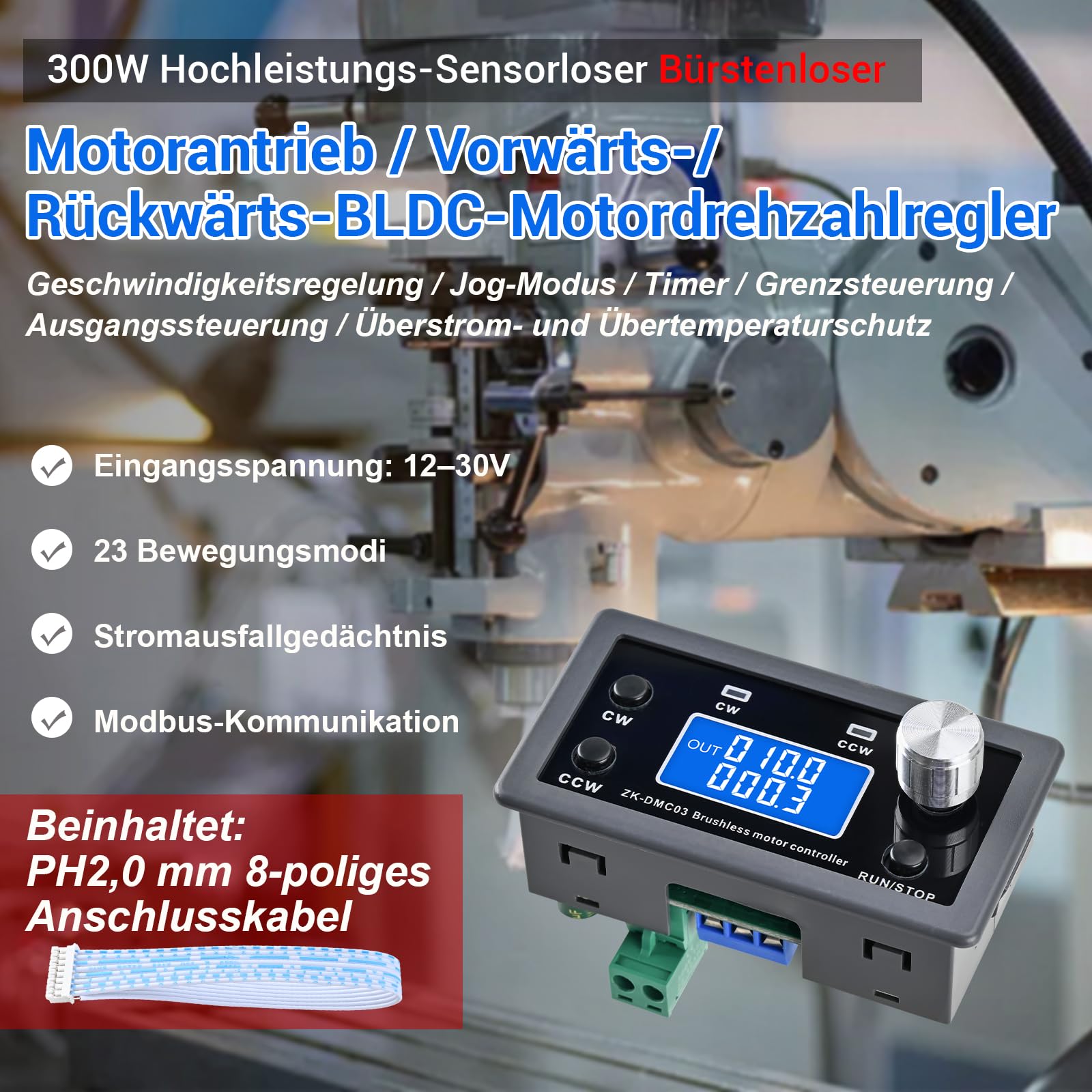 Controller motore brushless senza sensore, 12-30 V DC 10 A, 23 modalità di movimento, controllo della velocità, avanti/indietro, modulo di controllo per elettronica fai da te, pompa, ventola e