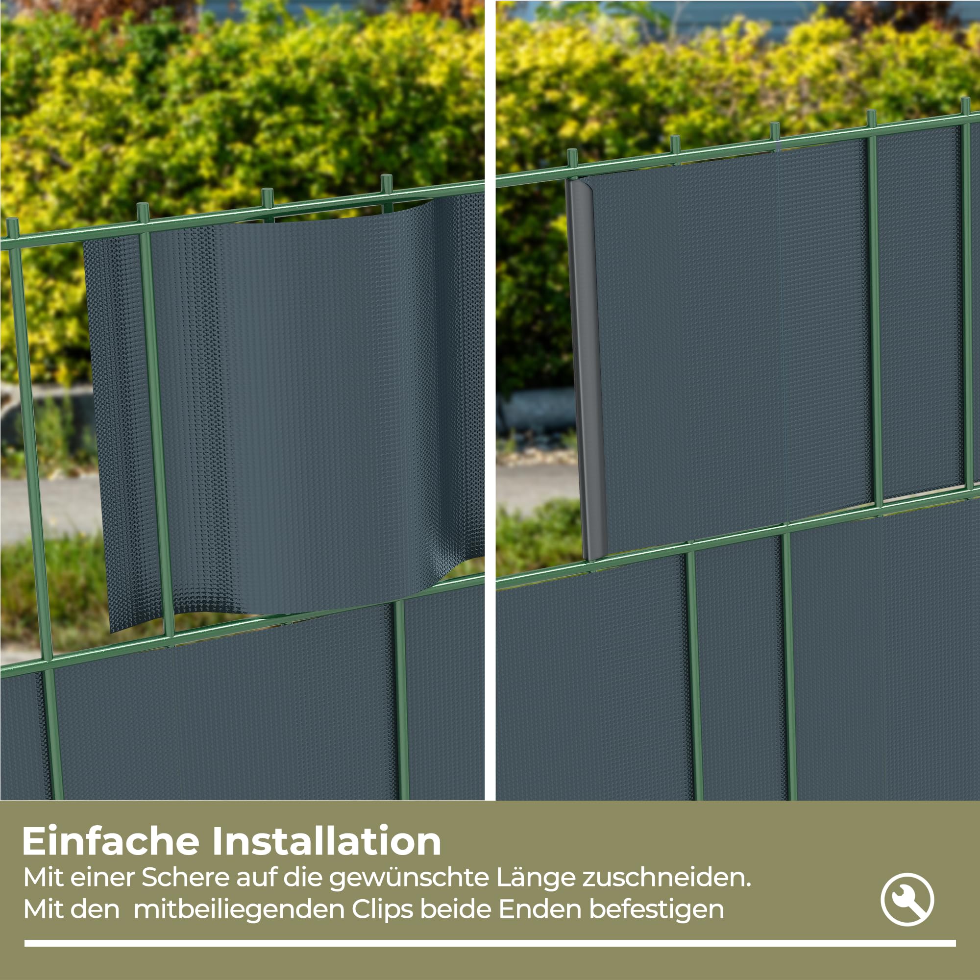 Sichtschutzstreifen Zaun 35 m x 19 cm inkl.20 Clips, PVC Sichtschutz Zaunfolie Sichtschutzstreifen Doppelstabmatten für Gartenzaun (35 m x 19 cm, Anthrazit)
